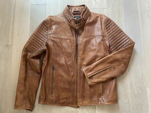  Black Rivet Brown Leather Riders Jacketレザージャケット ライダース Lサイズ表記　LLサイズ感