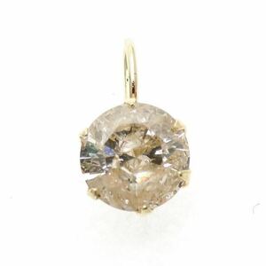  new goods K18YG diamond 0.42ct top one bead diamond charm . bargain! brown group diamond natural diamond pendant top 0.4 stamp 