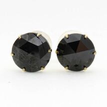 訳あり！　K18YG ブラックダイヤ1.0ct×2 ピアス　スタッドピアス 計2ct！！　大粒ブラックダイヤモンドピアス 新品　BlackDiamond 新品_画像1