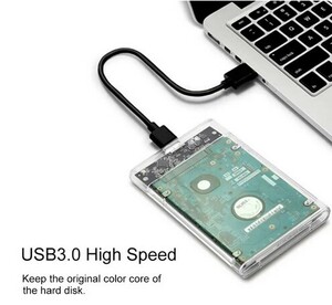 ☆☆☆　未使用・新品 2.5インチ SATA SSD/HDD USB3.0 外付け透明ケース　☆☆☆