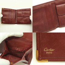 ★D2570 カルティエ マスト レザー 財布 カードケース コインケース セット ボルドー×ゴールド金具 Cartier メンズ レディース★_画像8