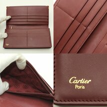 ★D2570 カルティエ マスト レザー 財布 カードケース コインケース セット ボルドー×ゴールド金具 Cartier メンズ レディース★_画像5