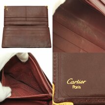 ★D2570 カルティエ マスト レザー 財布 カードケース コインケース セット ボルドー×ゴールド金具 Cartier メンズ レディース★_画像4