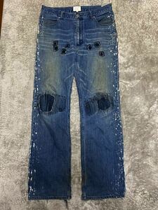 00's JAPANESE LABEL grunge denim bleaching design pants archive goa ifsixwasnine kmrii share spirit lgb 14th addiction number nine