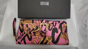 VERSACE JEANS COUTURE ヴェルサーチジーンズクチュール 長財布 バロック ピンク