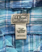 L.L.Bean リネンチェックシャツ ■Mサイズ■LLビーン 長袖 ブルー 麻100% アメカジ 古着_画像5