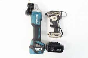 ジャンク makita GA412D 100mm 充電式ディスクグラインダ/充電式インパクトドライバ TD148D 2点セット バッテリ BL1840 3-K047Z/1/100