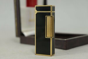 dunhill ダンヒル ローラーガスライター ブラック＆ゴールド色 ケース付 発火確認済 ジャンク 3-C029/1/60P