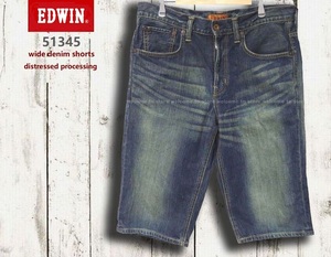 # Big размер EDWIN Edwin 51345 Denim шорты (34) б/у обработка sinchi задний #