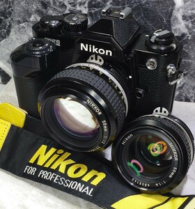 【終活整理】 Nikon NEW FM2黒＋Ai NIKKOR 50mm f1.2 シンデレラ単焦点＋50mm f1.4＋モータードライブMD−12 各動作良好 外観良好 連写OK