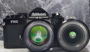 【終活整理】 Nikon NEW FM2黒＋Ai NIKKOR 50mm f1.4＋35mm f2.8 単焦点2本セット 各動作良好 スローOK 露出計メーターOK 光学良好 ニコン