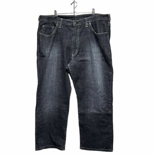 * laundry Press ending * EDWIN Edwin 404. dyeing black wide Denim pants large size w40 -inch [1906]