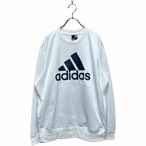 ●洗濯プレス済み● adidas アディダス スウェットシャツ ビッグロゴ プリント ホワイト パフォーマンスロゴ sizeL【1961】