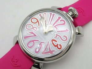 1円◆稼働◆ ガガミラノ マヌアーレ40 ホワイト クオーツ メンズ 腕時計 K14001