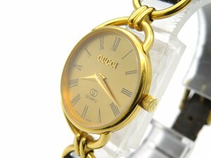 1円■ジャンク■ グッチ 6000L ゴールド クオーツ レディース 腕時計 K10210