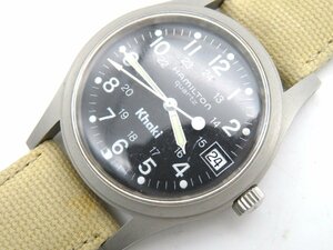 1円■ジャンク■ ハミルトン カーキ ブラック クオーツ ユニセックス 腕時計 K29304