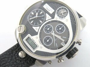 1円◆稼働◆ ディーゼル DZ-7125 シルバー/ブラック クオーツ メンズ 腕時計 L39002