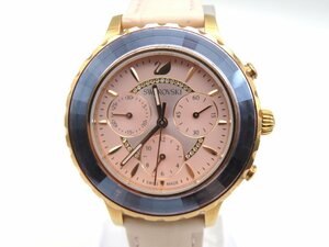 1円◆稼働◆ スワロフスキー ピンク クオーツ メンズ 腕時計 K57704