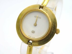 1円■ジャンク■ グッチ 1100-L チェンジベゼル ホワイト クオーツ レディース 腕時計 J53006