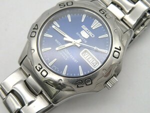 1円◆稼働◆ セイコー 7S36-00A0 5スポーツ ブルー 自動巻き メンズ 腕時計 N022