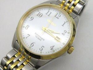 1円◆稼働◆ オリエント ホワイト クオーツ メンズ 腕時計 N641