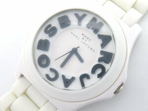 1円◆稼働◆ マークジェイコブス MBM4005C ホワイト クオーツ メンズ 腕時計 K68805