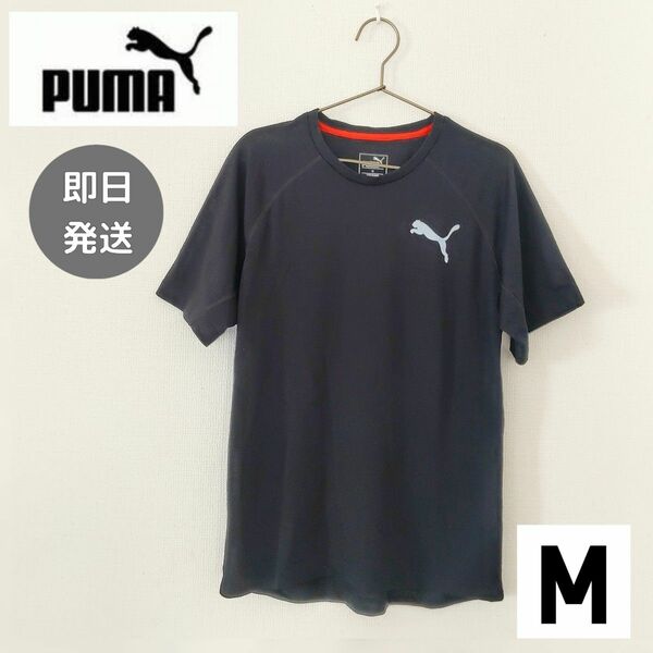 PUMA プーマ 半袖 Tシャツ ロゴT 黒 春夏 メンズ M トップス 古着 ブラック クルーネック スポーツウェア