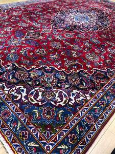 1000￥start ペルシャ絨毯 No.S289 手織り 320x205 ウール カーシャーン産 クリーニング済み Persia Kashan