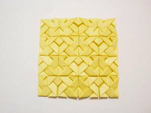 モザイク　テッセレーション　折り紙　A-2　薄黄色　Mosaic　Tessellation　Origami　ハンドメイド