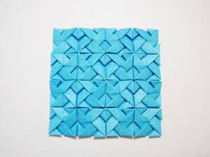 モザイク　テッセレーション　折り紙　A-3　水色　Mosaic　Tessellation　Origami　ハンドメイド