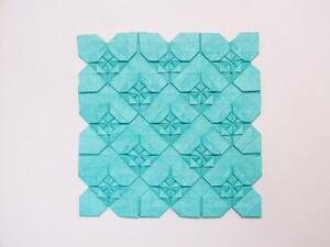 モザイク　テッセレーション　折り紙　A-5　水色　Mosaic　Tessellation　Origami　ハンドメイド