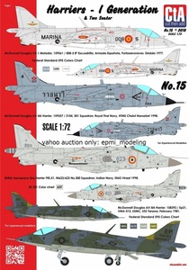 CTA-15 1/72 CTA ホーカーシドレー ハリアー 各国使用機デカールⅠ アメリカ海兵隊 スペイン海軍 タイ海軍 インド海軍 戦闘機