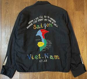 60s ヴィンテージ ベトジャン 実物 Vietnam Souvenir Jacket スーベニアジャケット L ブラック 美品 