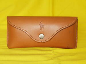 ☆POLO RALPH LAUREN〃ポロ　ラルフローレン・本革レザーメガネケース〃160×75×40ｍｍ/ブラウン・ＴＡＮ/MENS.ベルト通し付き★