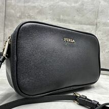 1円 FURLA フルラ リリー レザー クロスボディ ショルダーバッグ ポシェット 斜め掛けかばん レディース 黒 ブラック_画像1