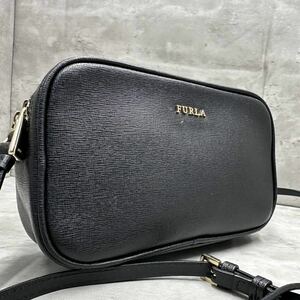 1円 FURLA フルラ リリー レザー クロスボディ ショルダーバッグ ポシェット 斜め掛けかばん レディース 黒 ブラック