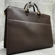 1円■最高級■ ロエベ LOEWE メンズ アナグラム トートバッグ ビジネスバッグ ブリーフケース A4◎ 大容量 本革 通勤 ビジネス ブラウン_画像1