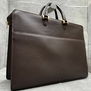 1円■最高級■ ロエベ LOEWE メンズ アナグラム トートバッグ ビジネスバッグ ブリーフケース A4◎ 大容量 本革 通勤 ビジネス ブラウン