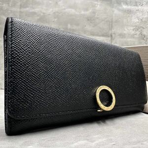 1円■極美品/箱袋付■ BVLGARI ブルガリ メンズ ビーゼロワン ロゴサークル クリップ 長財布 ウォレット 金具 レザー 黒 ブラック