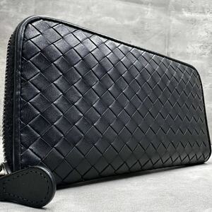 1円■最高級■ ボッテガヴェネタ BOTTEGA VENETA メンズ イントレチャート 長財布 ジッピーウォレット wallet 本革 レザー 黒 ブラック