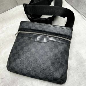 1円■鑑定済■ LOUIS VUITTON ルイヴィトン メンズ トマス ダミエ グラフィット ショルダーバッグ サコッシュ PVC×レザー ブラック 黒