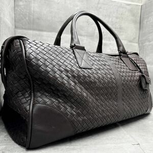 1円■美品/大容量 ■ 定価85万円 BOTTEGA VENETA ボッテガヴェネタ メンズ イントレチャート ボストンバッグ ハンドバッグ ビジネスバッグ