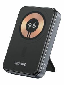 Philips 10000mAh MagSafe マグネット式 ワイヤレスモバイルバッテリー Qi対応 携帯充電器 小型 2台同時充電 パススルー機能PSE認証済 