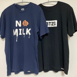 BTS BT21 コラボ　Tシャツ　ユニクロ　2点セット　 Mサイズ　古着 Tシャツ