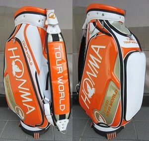 中古品 HONMA/ホンマ ツアーワールド キャディバッグ CB-1801 ホワイト/オレンジ