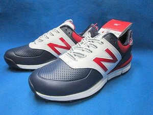 M 未使用品 1円～ new balance/ニューバランス MG574CT スパイクゴルフシューズ 25.5cm(D) トリコロール