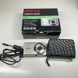 1円〜 3F PENTAX ペンタックス Optio E80 デジタルカメ USBケーブル ソフトケース付き 電池駆動 動作未確認 zoom5.7mm-17.1mm 旅先便利
