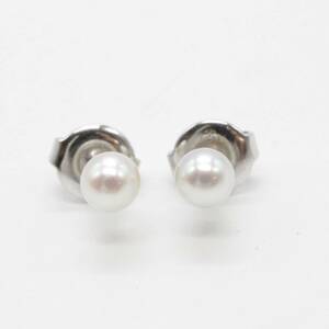 【MIKIMOTO ミキモト】 K18 WG パール ピアス レディース アクセサリー 真珠 約4.1mm ベビーパール 両耳 美品