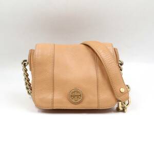 ★TORY BURCH トリーバーチ レザー チェーン ショルダーバッグ クロスボディ 斜め掛け レディース ベージュ系