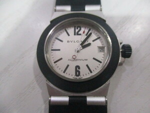 1円～ BVLGARI AL32AT ALUMINIUM ブルガリ アルミニウム ユニセックス 腕時計 デイト クオーツ シルバー文字盤 電池交換済み 作動品